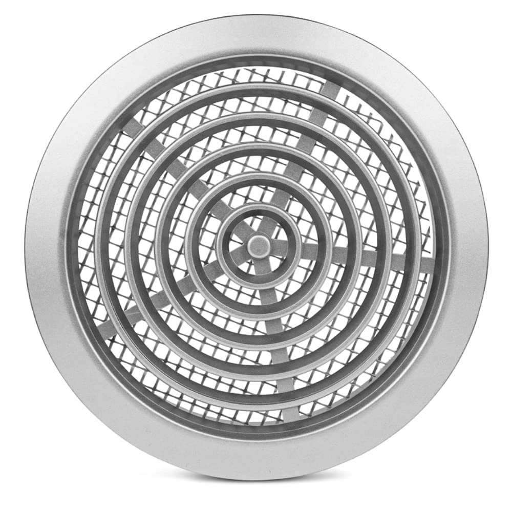 Silver Mini Round Air Vent Grille Ø 80mm with Flange and Fly Screen Ventilation Cover