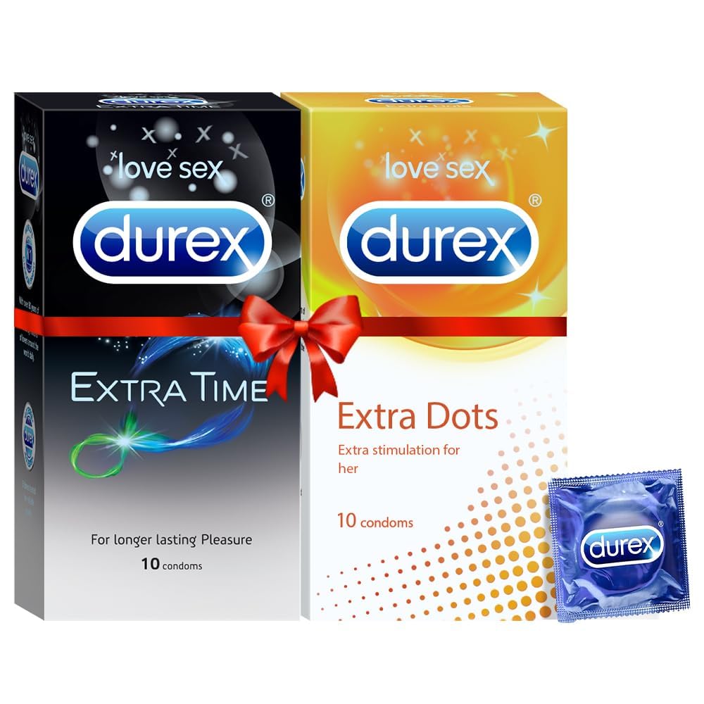 Durex Pleasure Packs (Condoms - 10 Count (Extra Dots) & 10 Count (Extra Time)-picture-36