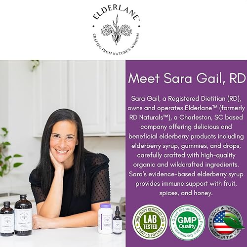 Miniatura 7 de Elderlane Jarabe de saúco, suplemento de apoyo inmunológico para adultos y niños, todo natural, hecho con miel, alto antioxidante, sin gluten, 8.5