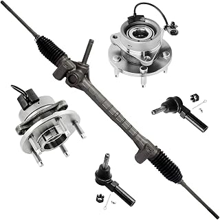 Detroit Axle - 5pc Electric Rack and Pinion Kit for 2005-2011 Chevy Cobalt HHR 2004-2009 Saturn Ion Pontiac G5, Power Steering Rack and Pinion Front Outer Tie Rods Wheel Bearing Hubs Replacement