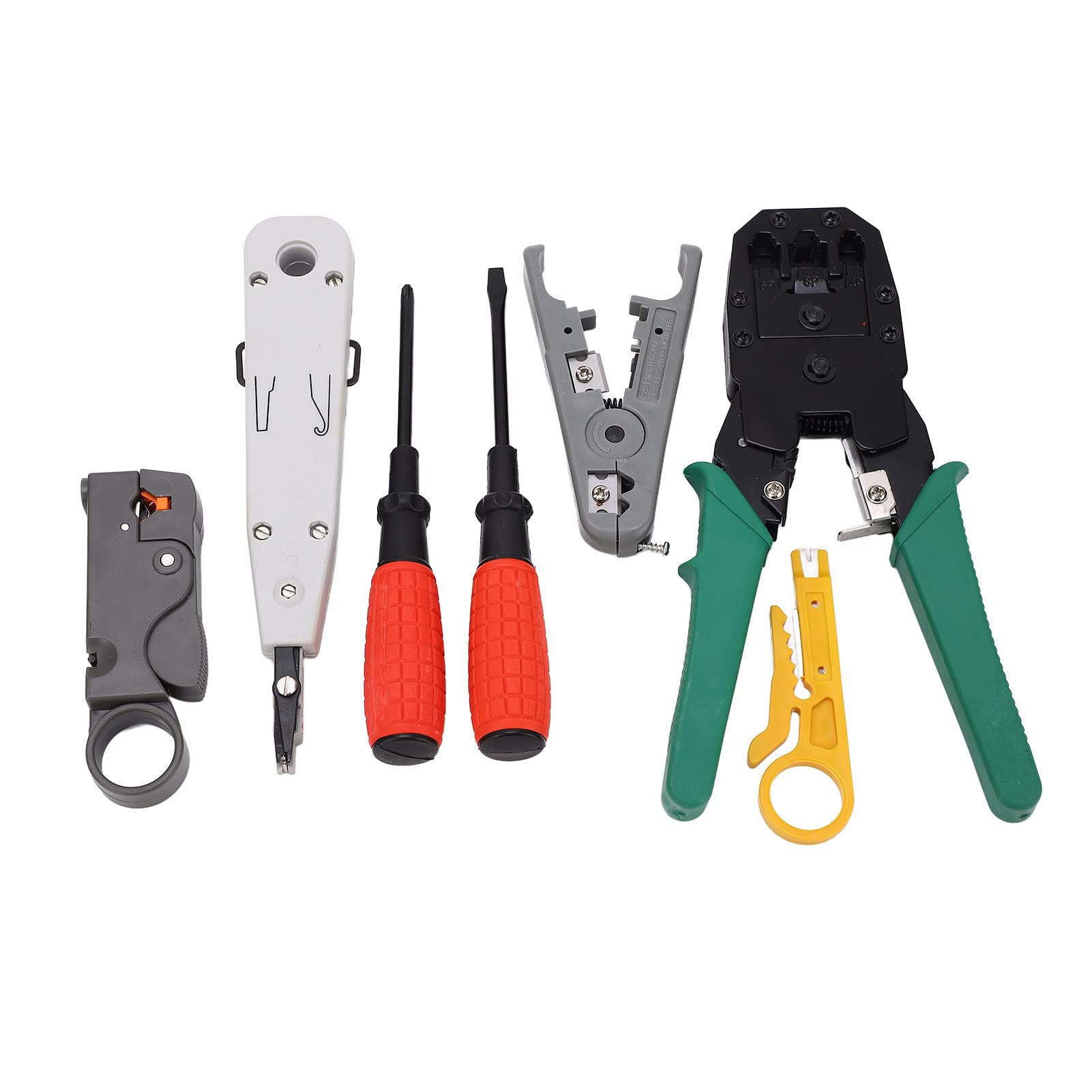Kit D'outils Réseau 9 en 1 Outil de Combinaison de Câble Réseau Portable avec Sac de Rangement pour Testeur de Connecteur RJ45 RJ11 RJ12 Pince à Dénuder Cutter, Kit de Sertissage de Câble Ethernet Por