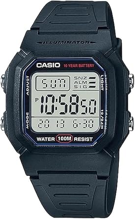 Casio W-800H-1AV Standard Digital Mens Wristwatch, Black, Overseas Model