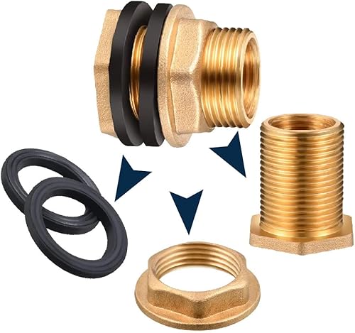Miniatura 10 de AOPANDA Montaje de mamparo de agua, 34 NPT hembra 1 GHT macho latón conector de tanque de agua con anillos de sellado de goma, para cuerpo de