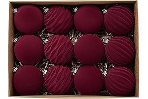 Velvet Christmas Ornaments 12 Pcs 3.1 Inches Large Shatterproof Baubles
