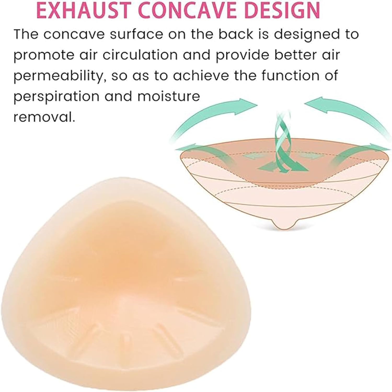 Prosthesis Mastectomy Self-Adhesive Silicone Breast Forms Triangle Concave Bra Pad Enhancer Inserts for Breast Cancer Patients Only 1 Piece(600g/Piece, Nude)