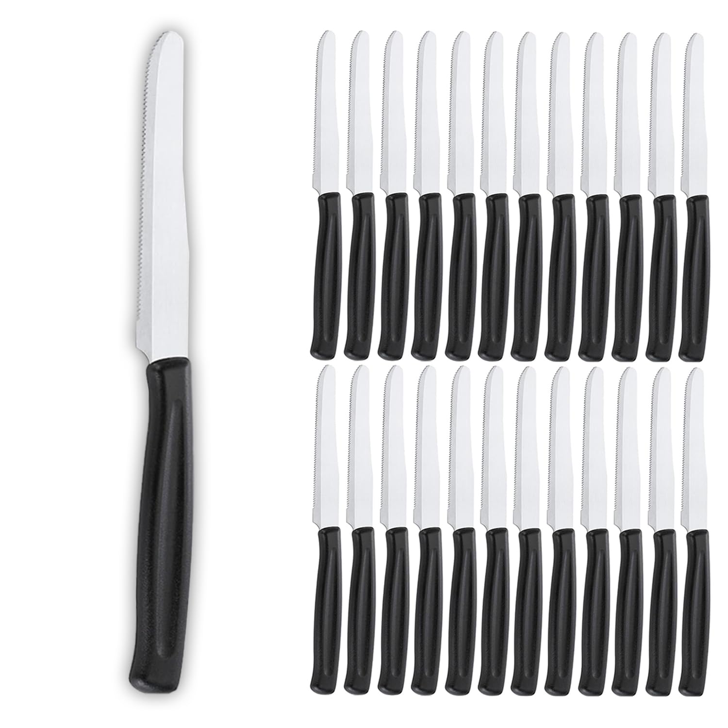 24 coltelli da cucina Nero coltello da tavola lama seghettata acciaio inox coltelli da bistecca pane sempre utili in cucina