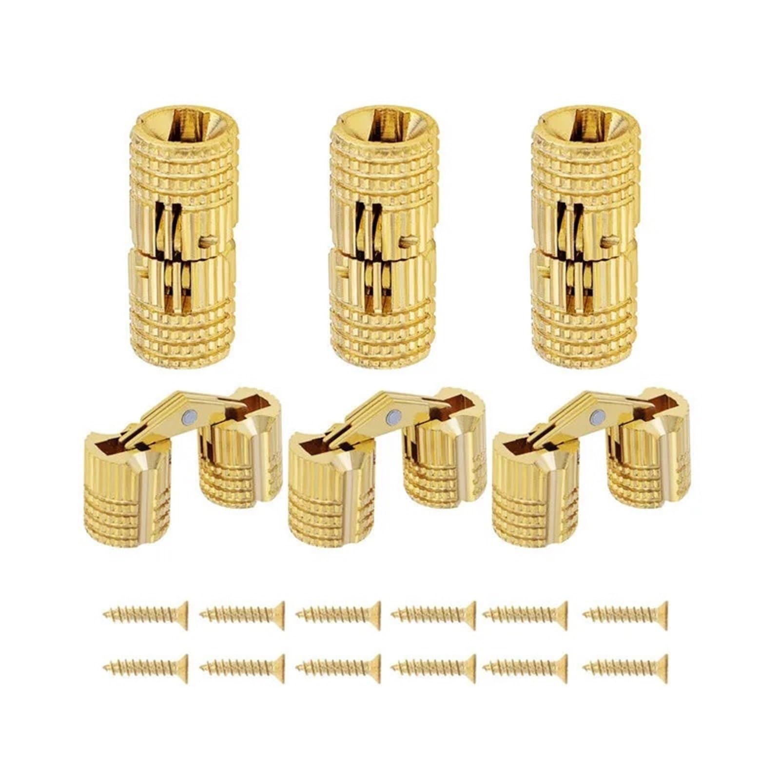 Kdhcvkz 6Pcs 6/8/12 Pcs 8 Mm 180 Degree Hidden Brass Hinges With 16 Pcs Screws(6Pcs)