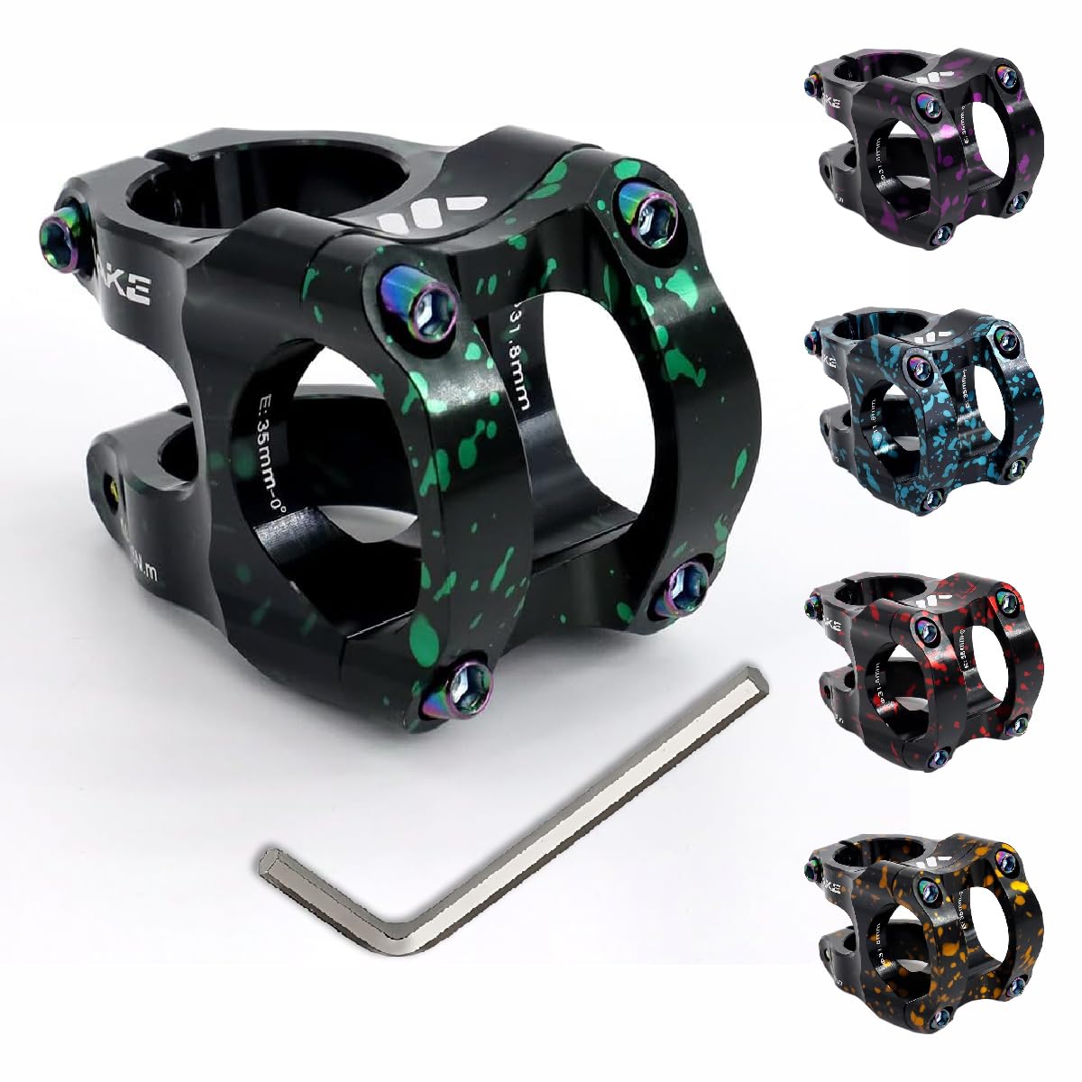 BESNIN 31.8 Bike Stem 35mm Short MTB Stem 0 Degree Handlebar Riser Aluminum Alloy 31.8mm Handlebar Clamp for Mountain Bike, Enduro, DH, Gravel, BMX & E-Bike (Camo Black/Green)