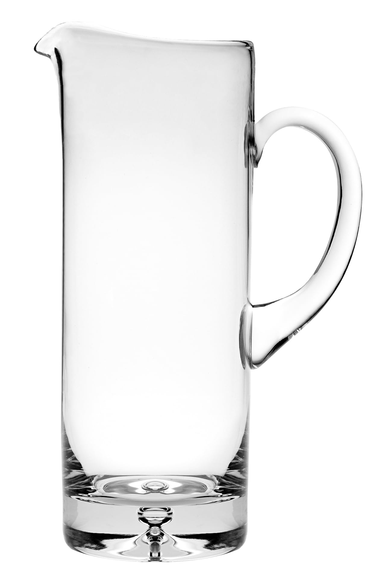 Barski Glas – Krug mit Griff – Ausguss – gerade Seiten – Eislippe – Blasen-Design auf dem Boden – mit 4 Trinkgläsern – und Glasrührer – 1,1 l – 25,4 cm hoch – von Barski – hergestellt in Europa