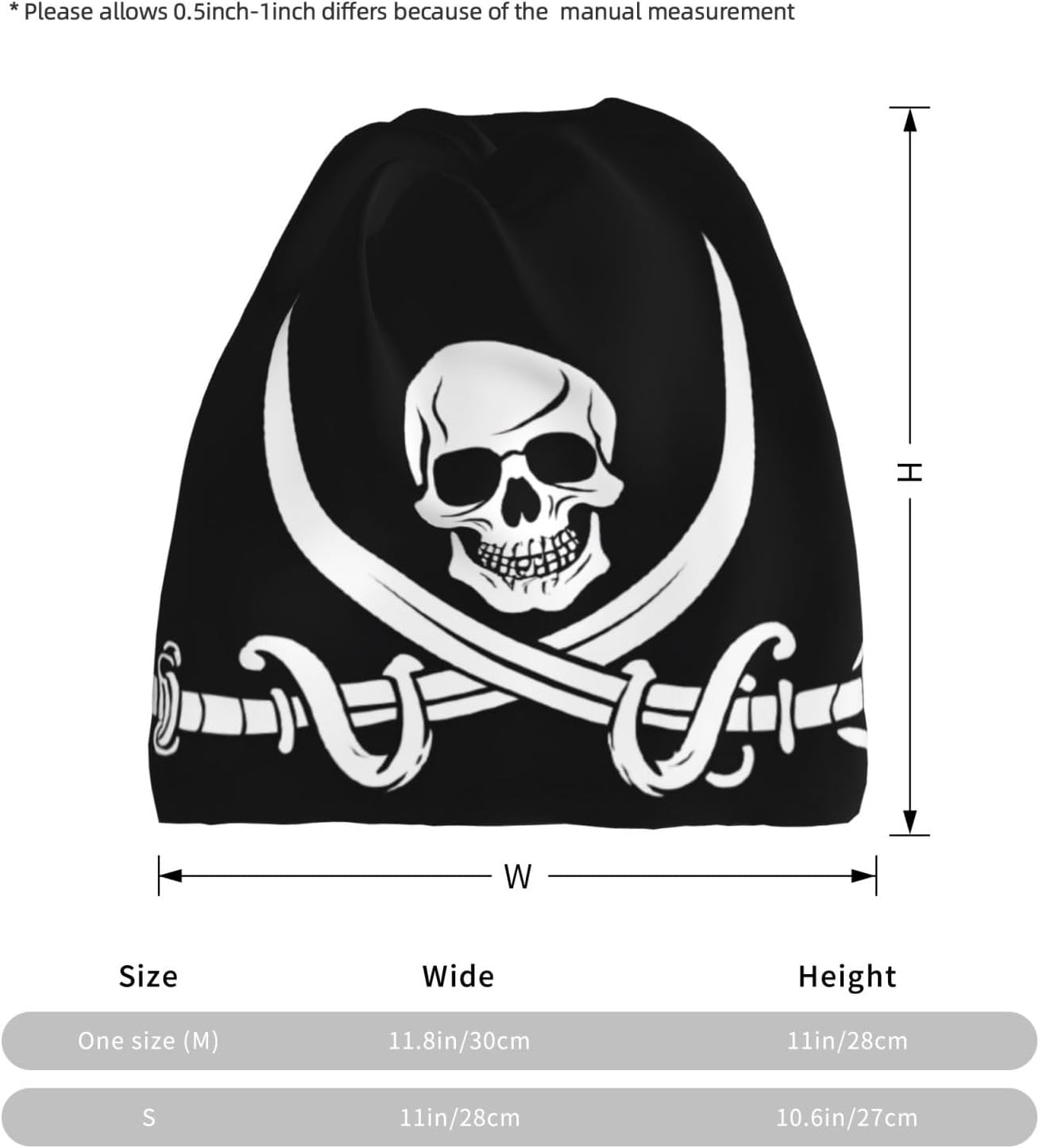 (Pirate Flag) Multi-Functional Convertible Brimless Hat for Daily Outdoor Travel Use -