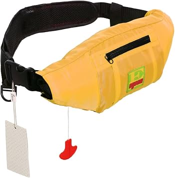 Top Safety Life Belt Pack with Whistle - Manual Inflatable Slim Waist Belt Life Vest Preserver PFD for Boating Fishing Sailing Kayaking Surfing Paddling Rafting Swimming - Adjustable Life Saving Vest