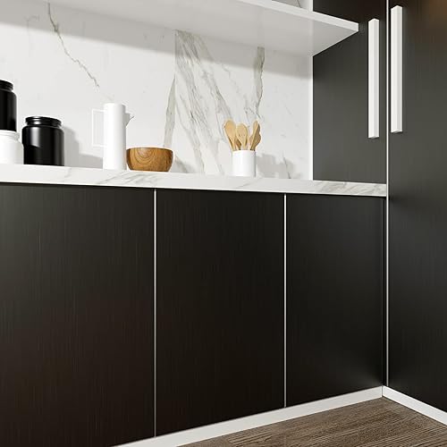 Miniatura 8 de LACHEERY Papel adhesivo negro cepillado para despegar y pegar, papel de contacto de acero inoxidable negro para electrodomésticos, rollo de papel