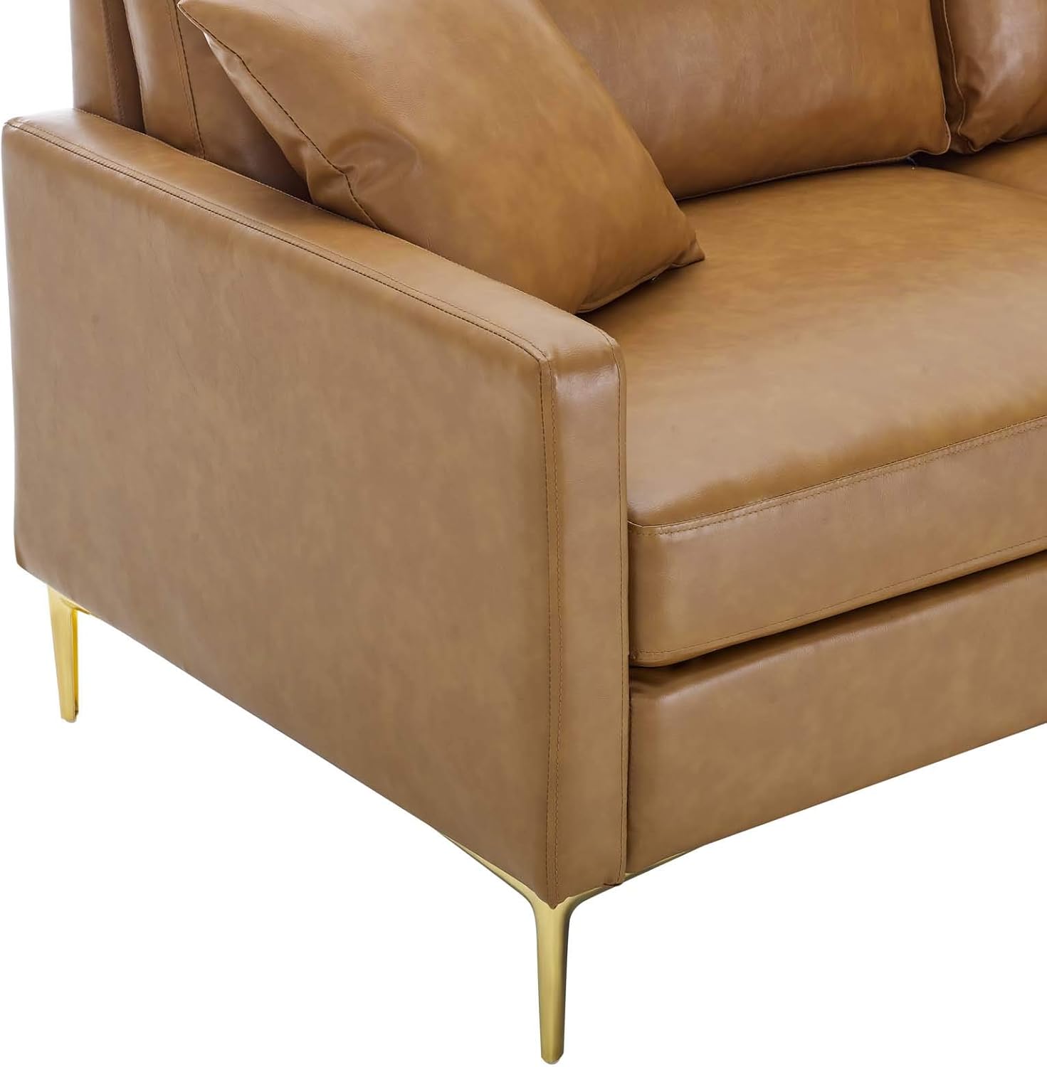 Modway Juliana Vegan Leather Upholstered Sofa in Tan