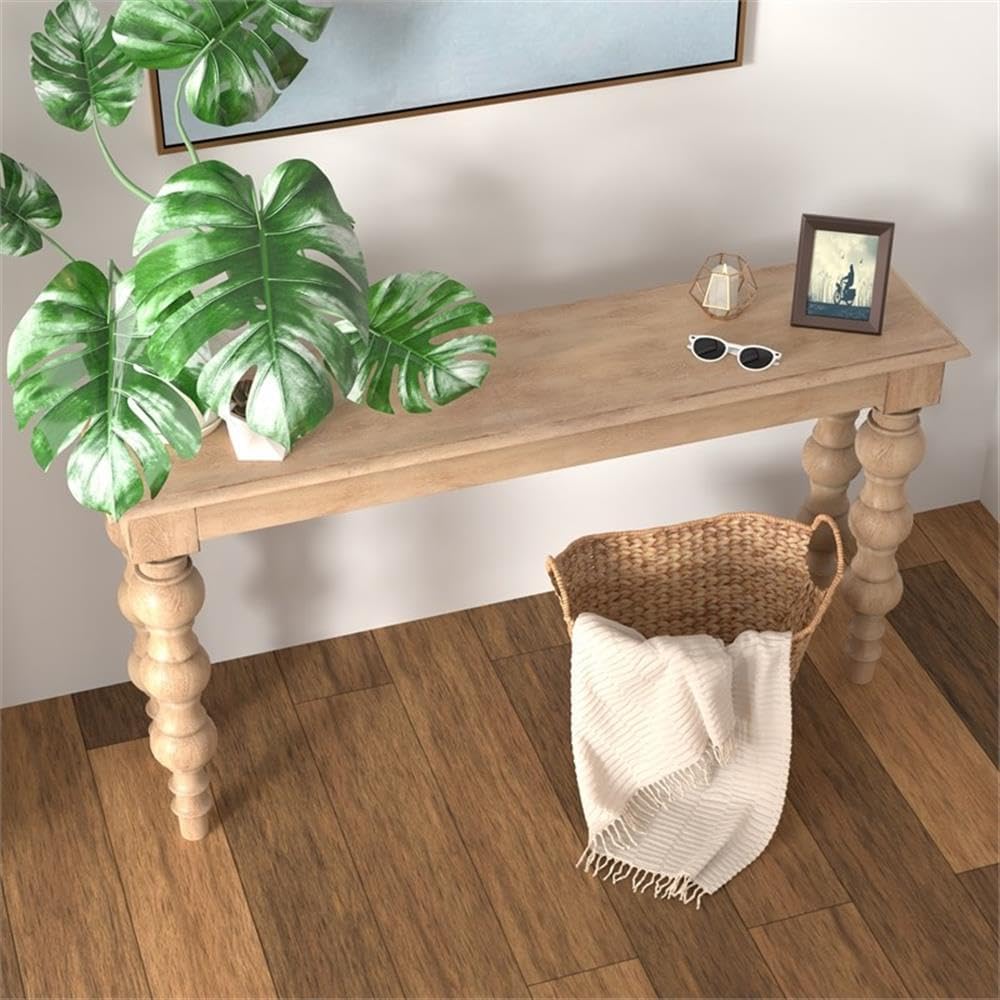Casartis Living James Farmhouse Solid Mango Wood Console Table in Natural