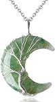 MAIBAOTA 7 Chakra Healing Crystal Necklace Tree Life Wire Wrapped Crescent Moon Stone Pendant Necklaces Natural Resin Reiki Spiritual Quartz Gemstone Jewelry for Women