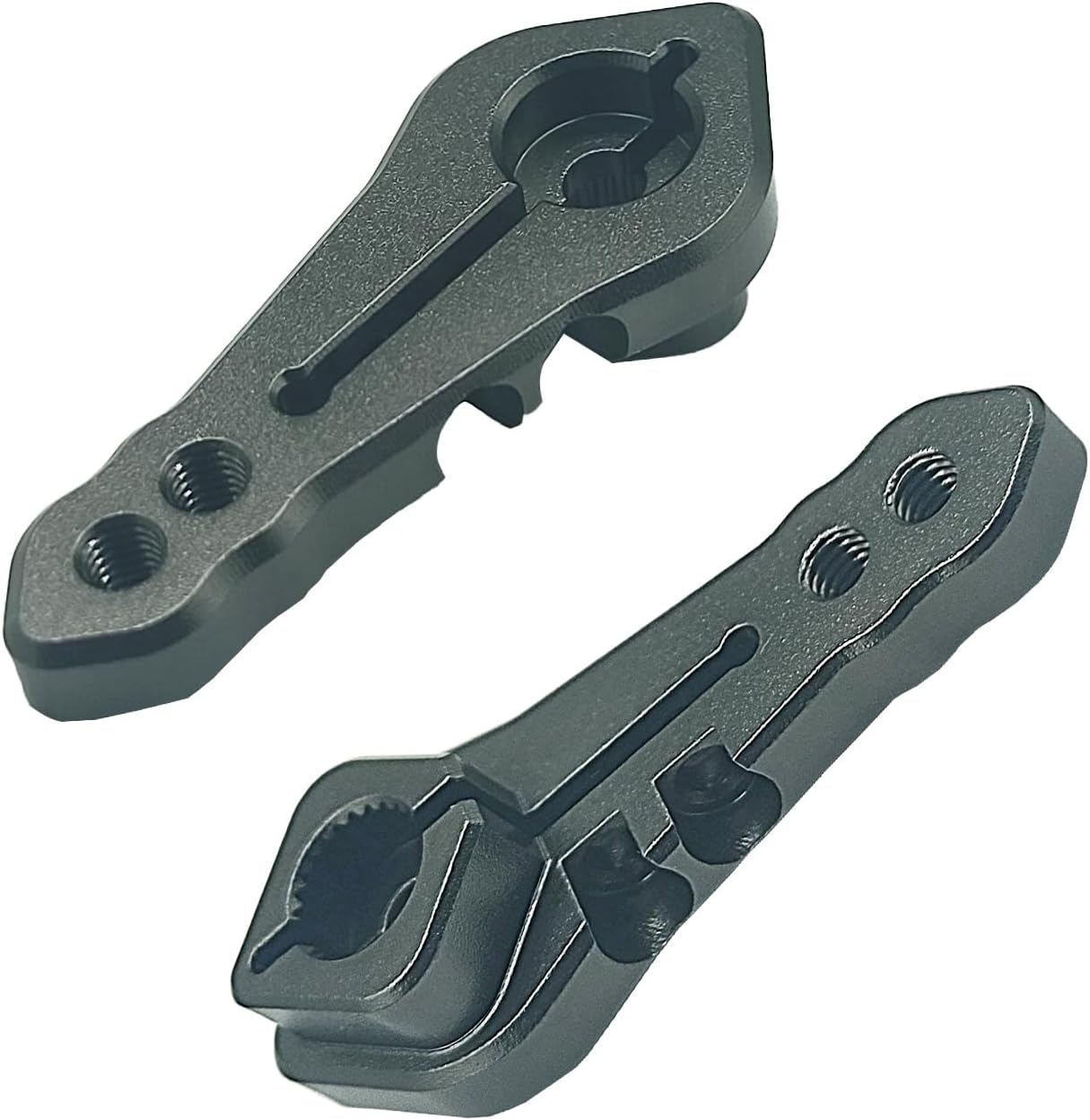 2Pcs Aluminum RC Clamping 25T Servo Horn Steering Clamping Arm for Traxxas TRX4 Axial SCX10 Tamiya 1/10 RC Crawler Truck(Black & Silver)