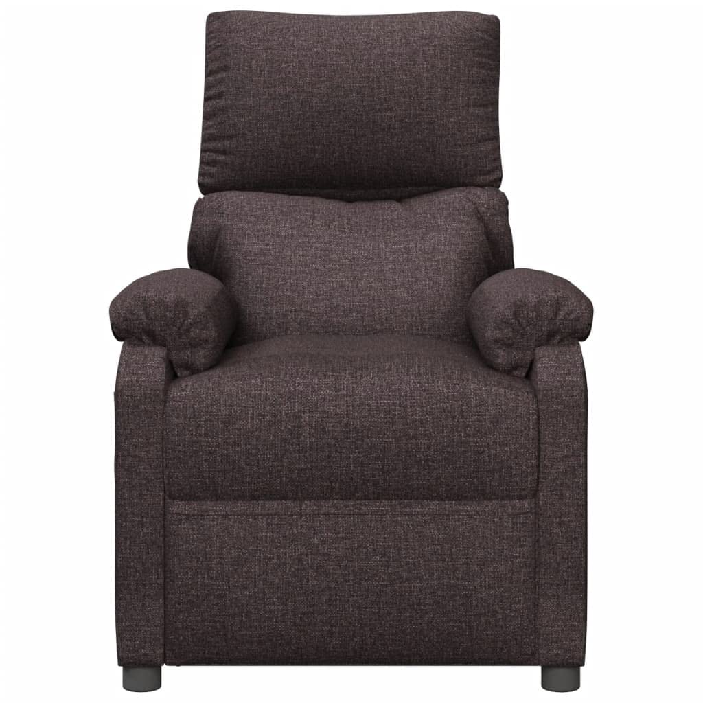 Poltrona relax in tessuto marrone scuro, poltrona TV manuale regolabile con funzione reclinabile e poggiapiedi, comoda poltrona imbottita per soggiorno e home theatre