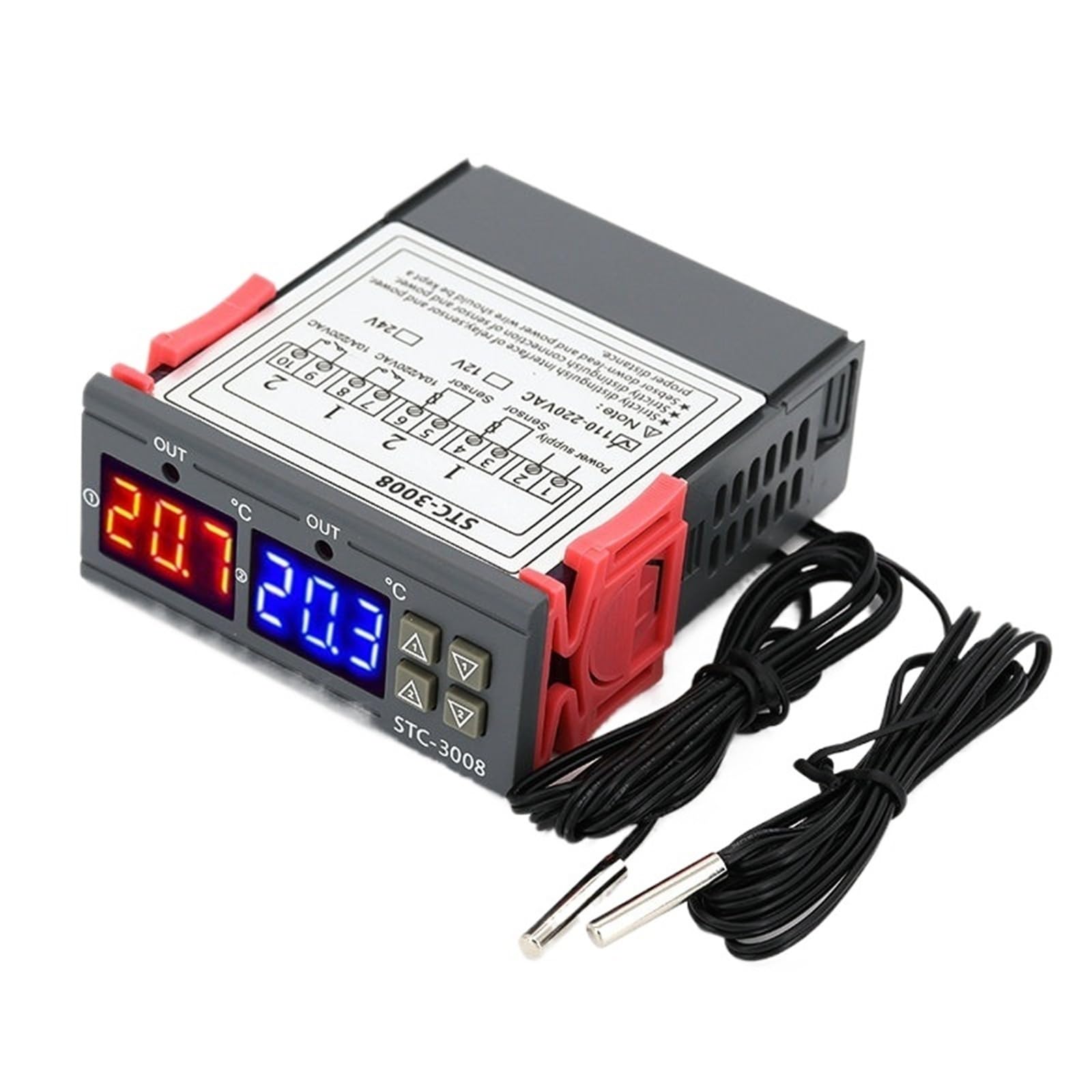 Contrôleur de température STC-3008 thermostat numérique double relais AC 110-220V