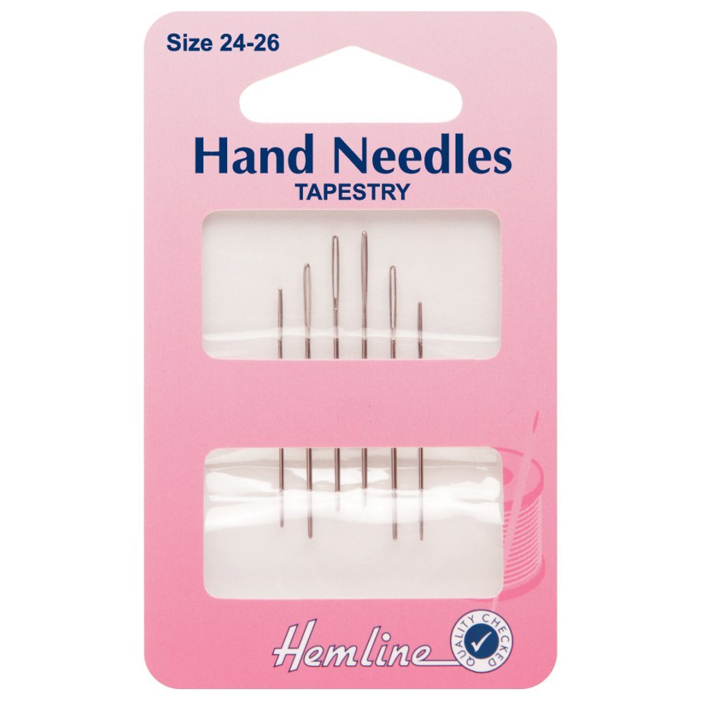Buosha White - Assorted Upholstery Needles No. 24 To 26: Tapestry, Embroidery, Canvas Embroidery - Grey, Blunt Point, Metal, 6 Pack