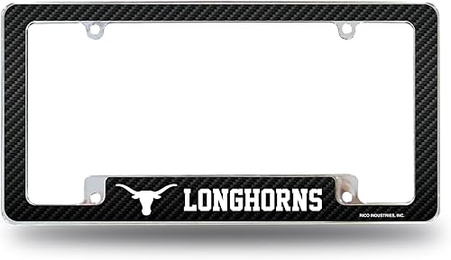 Miniatura 149 de Rico Industries NCAA Carbon Fiber 12" x 6" Chrome All Over Automotive License Plate Frame for Car/Truck/SUV