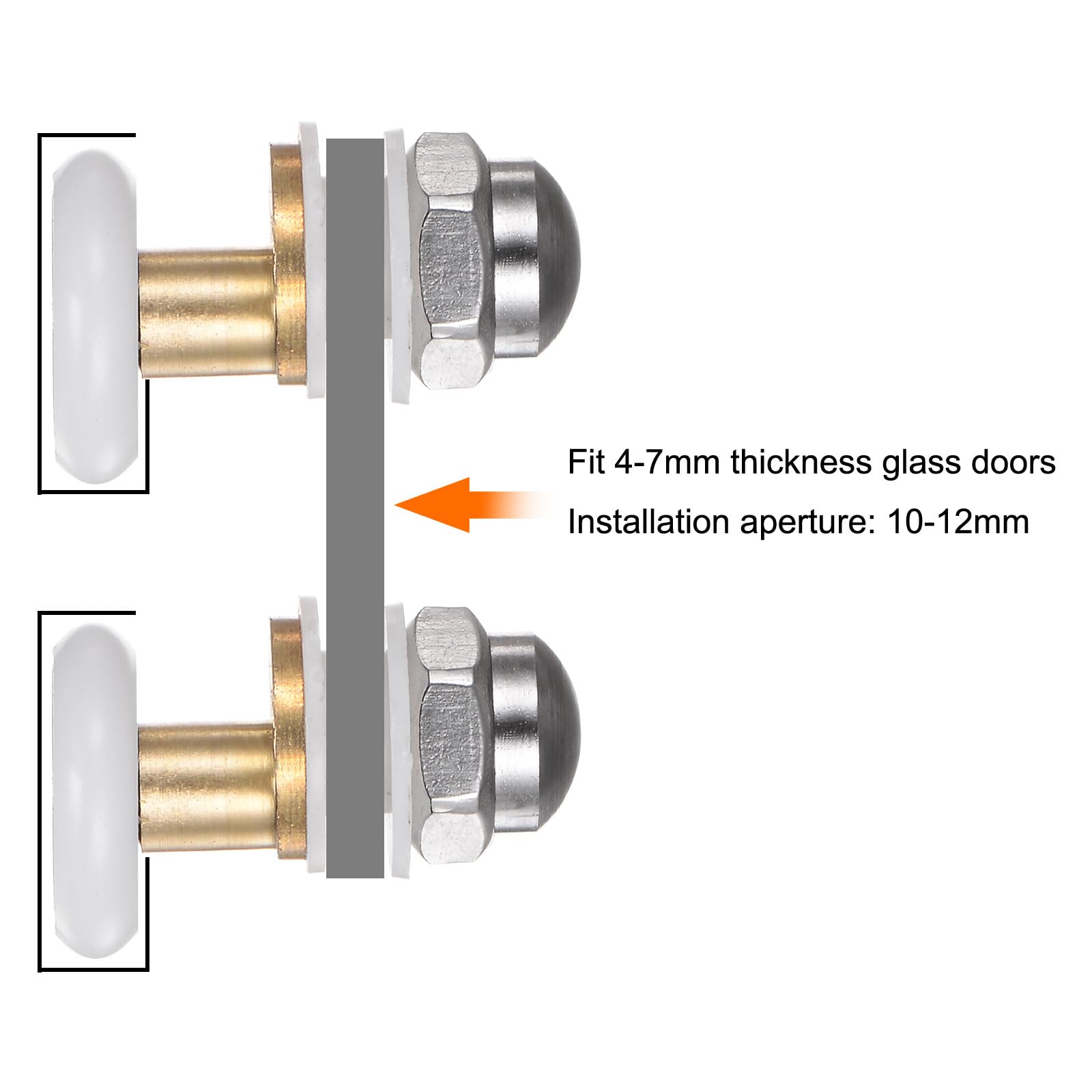 sourcing map Lot de 4 roulettes de rechange pour porte de douche, 20 mm de diamètre, pièce de rechange pour porte de douche coulissante en verre