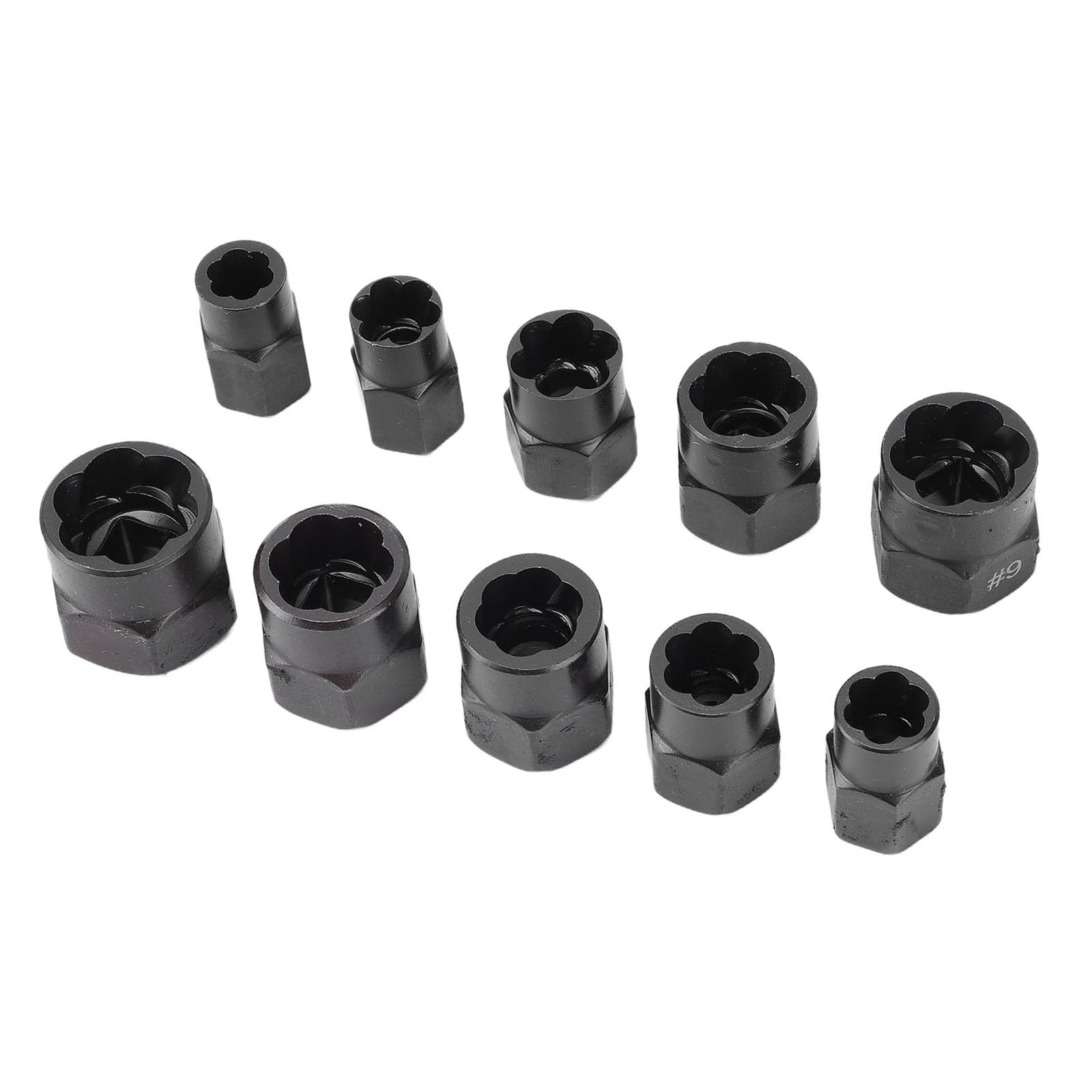 Juego de extractores de pernos 10PCS Acero 40CR |para tuercas oxidadas peladas