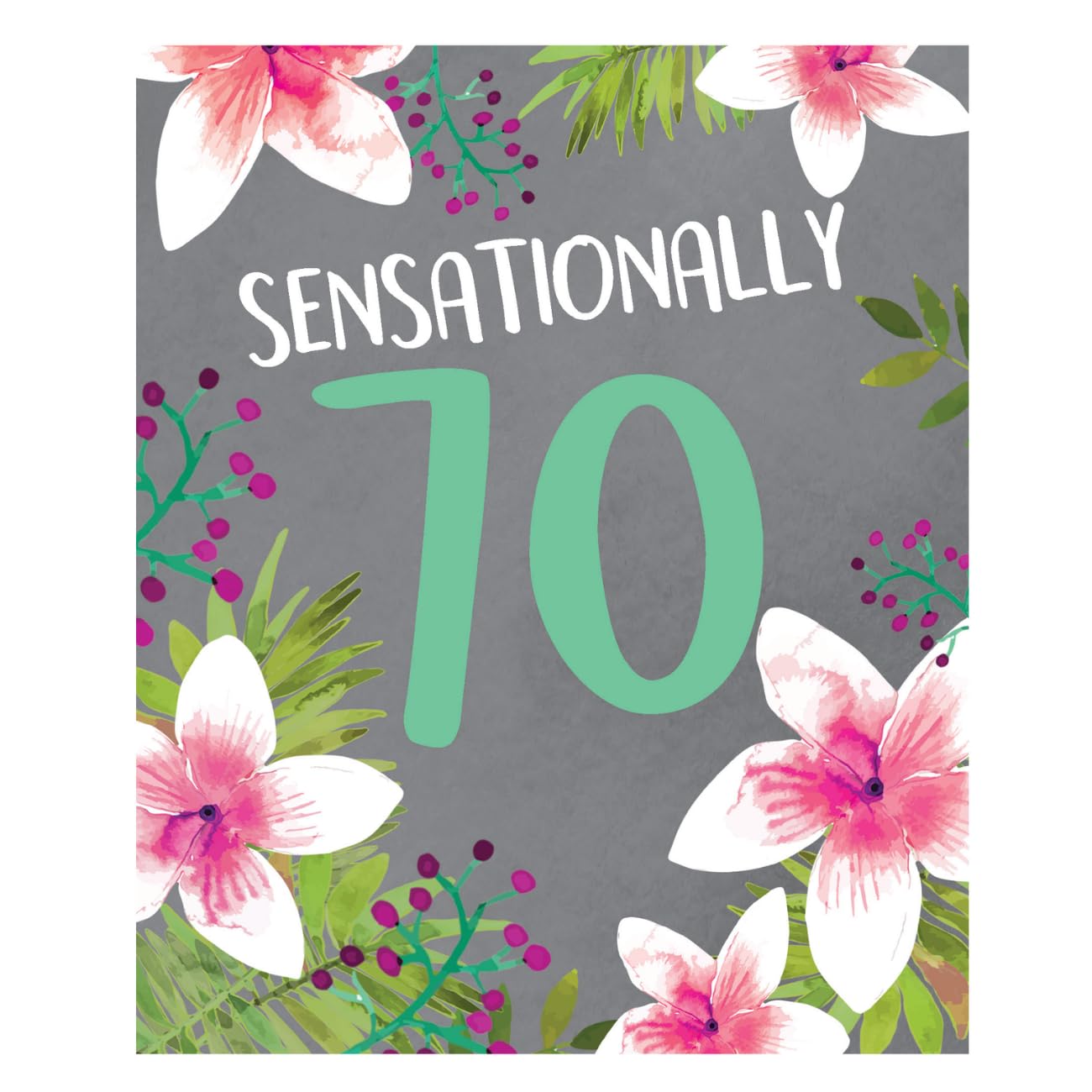 Emotional Rescue 70th Birthday Card for Her, Sensational 70 Floral, Birthday Greetings for Woman Friend, Grey & Multi