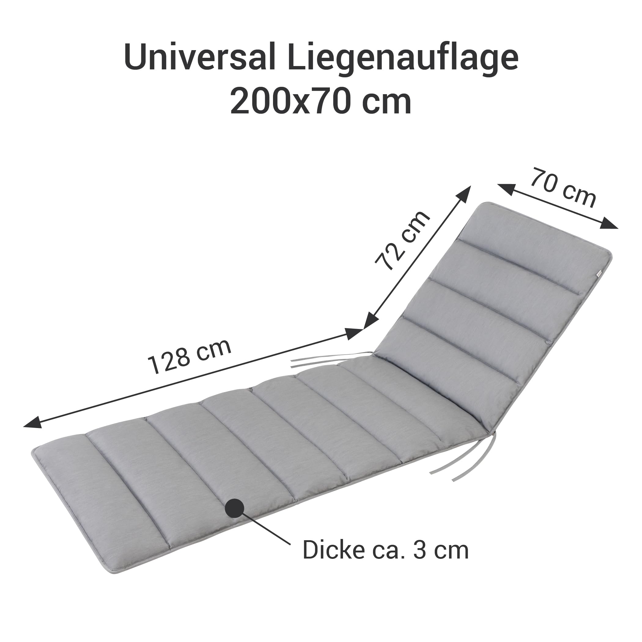 HAVE A SEAT Living - Auflage Gartenliege | Flair 200x70 cm - Weiche, Dünne Universal Sonnenliege Auflage - Bequem, Wetterfest, Waschbar bis 95° C