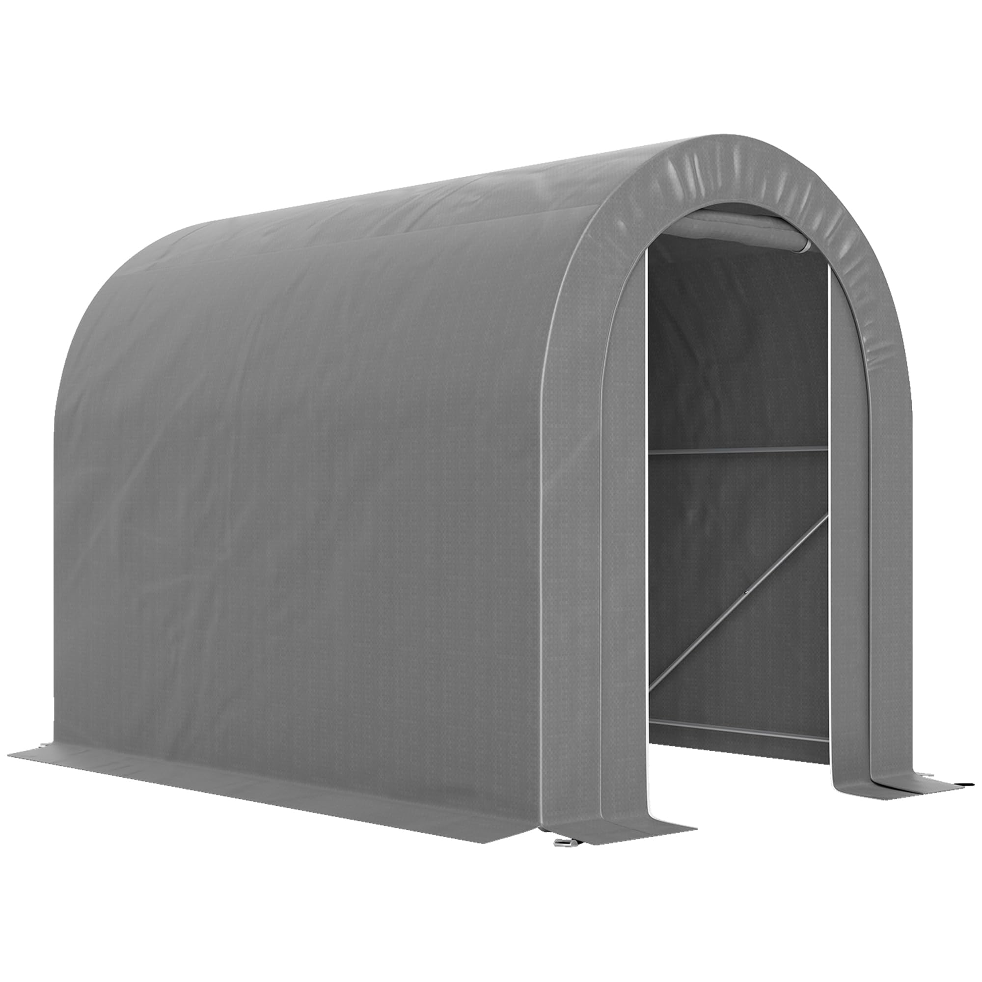 Outsunny Carpa de Jardín Exterior Impermeable 2,4x1,6x1,9 m Gris Claro | Para Herramientas y Bicicletas, Cobertizo Moto, Marco de Acero, Garaje Portátil, Puerta Enrollable con Cremallera