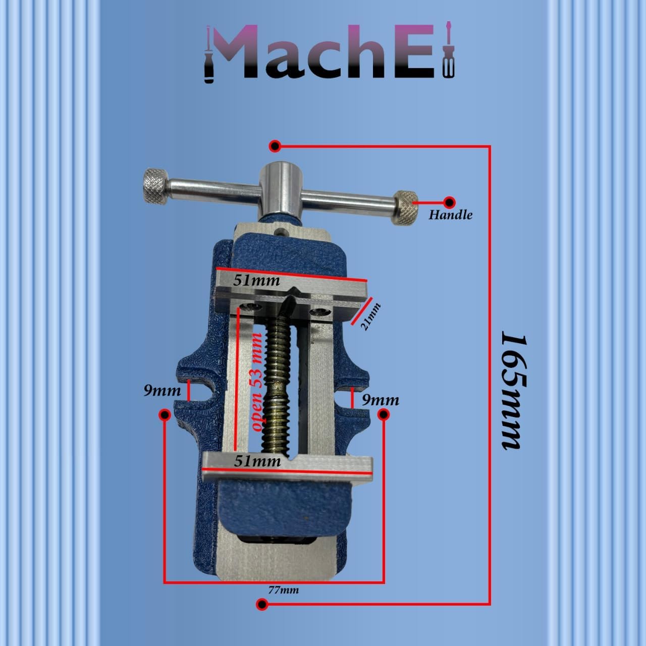 MachEl Quality Self-Centering Vice Vise - Engineering Tools - Fixed Base - Rigid & Tough Quality (Jaw Width 50mm)