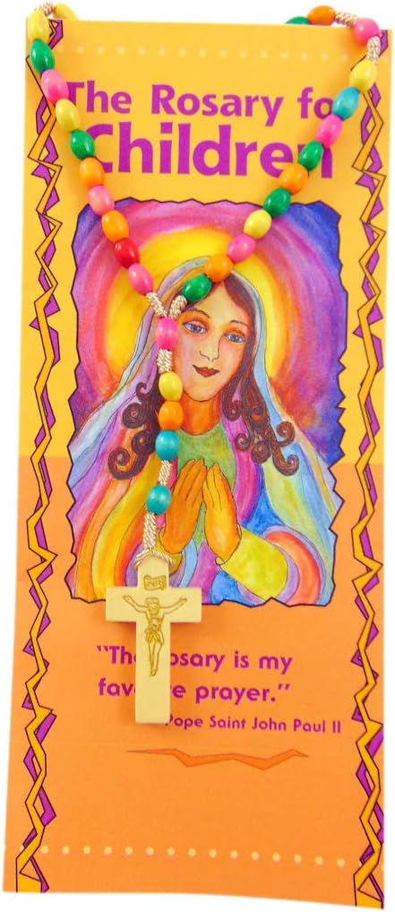 Westmon Works How to Pray the Rosary Pamphlet with Colorful Wood Bead Rosary Gift Set