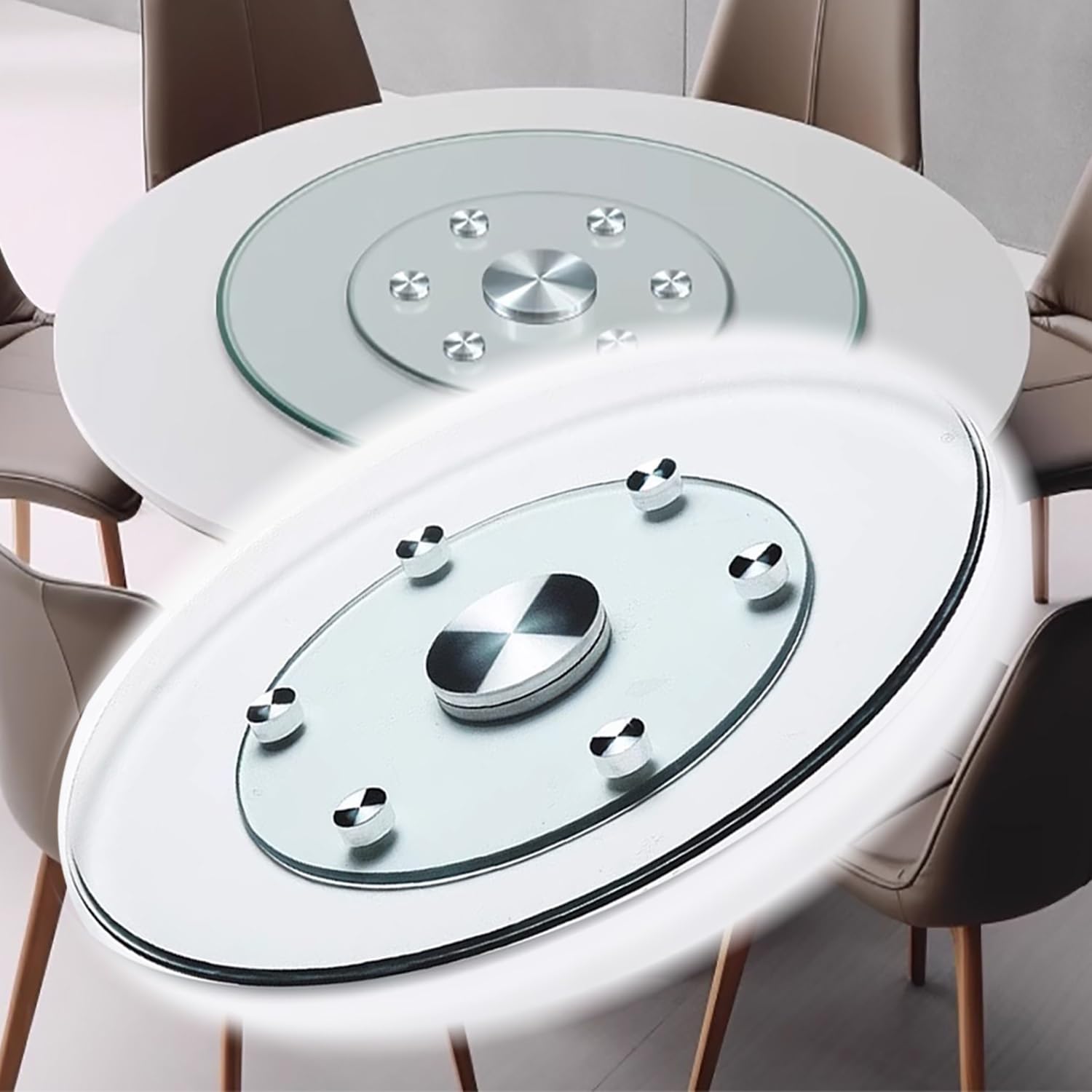 Lazy Susan en verre trempé de 31 pouces pour simplifier vos repas de famille