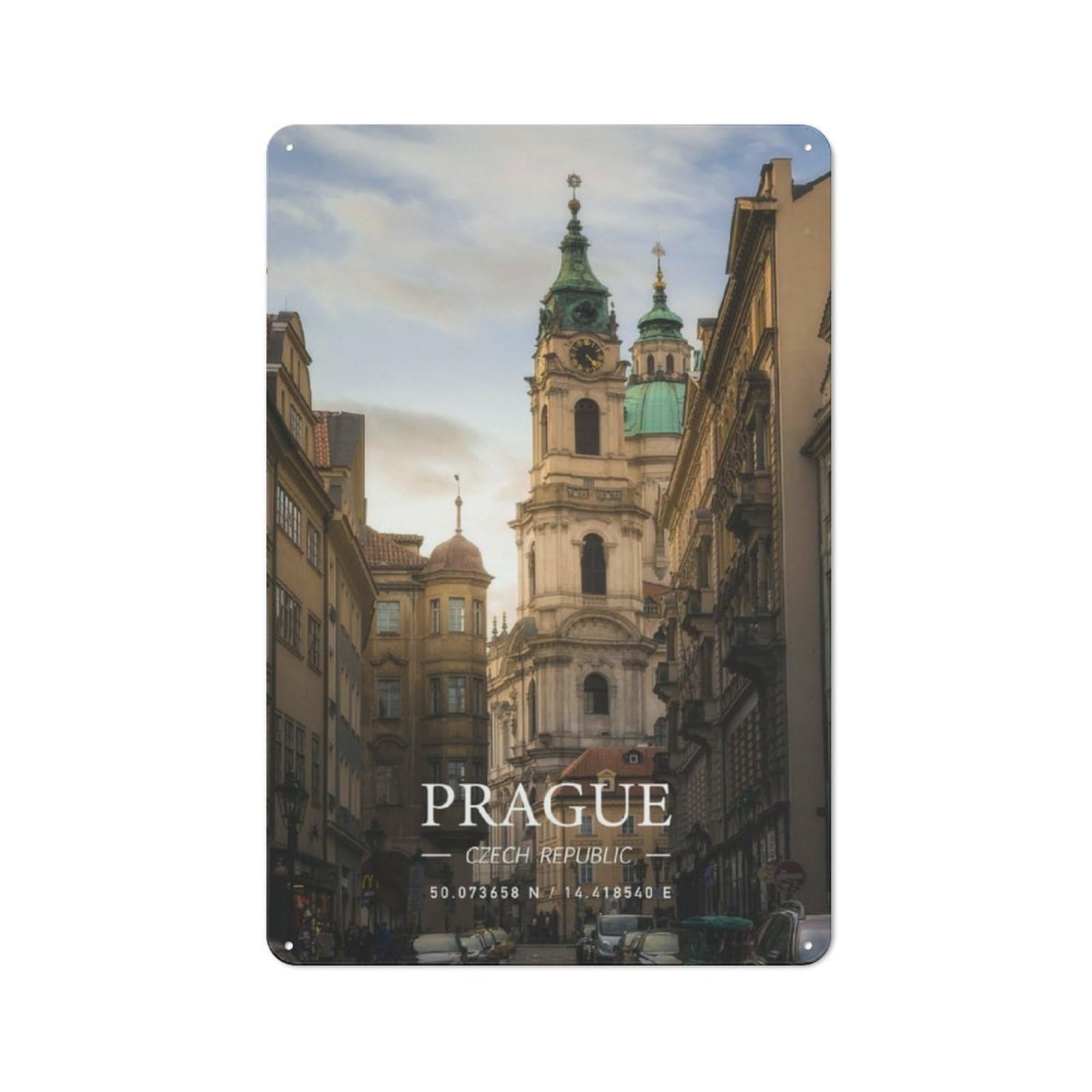 Junmoney Prague Metal Plaque 30X20cm With For Hallway Wall, Retro Decor, For Wall Display Collectors