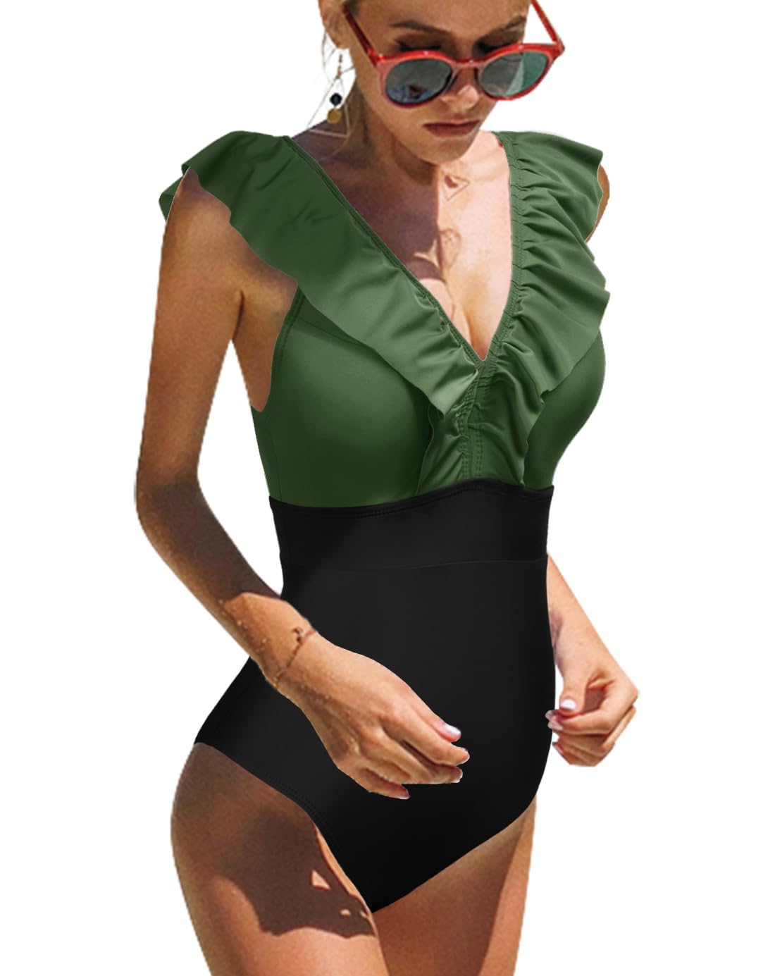 heekpek Costume da Bagno Donna Intero Vita Alta Bikini Costumi Interi Sexy Piscina Spiaggia Elegante Un Pezzo Push Up Floreale Bikini Mare