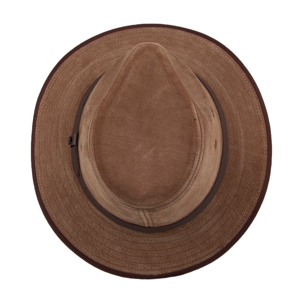 Jaxon & James Sombrero Fedora de Piel Nubuck Safari - Castaño