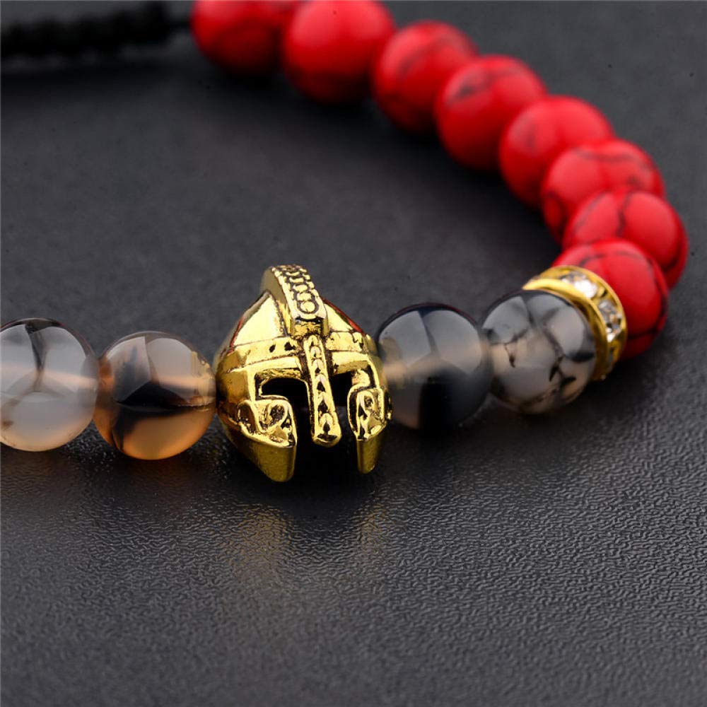 Steinarmband, Naturstein gewebtes Perlen Armband Mode rotes Kiefern Achat Perlen Seil elastisches Armband Naturstein Helm Accessoires Perlen Armband Personalisierte Kleidung Accessoires Schmuck
