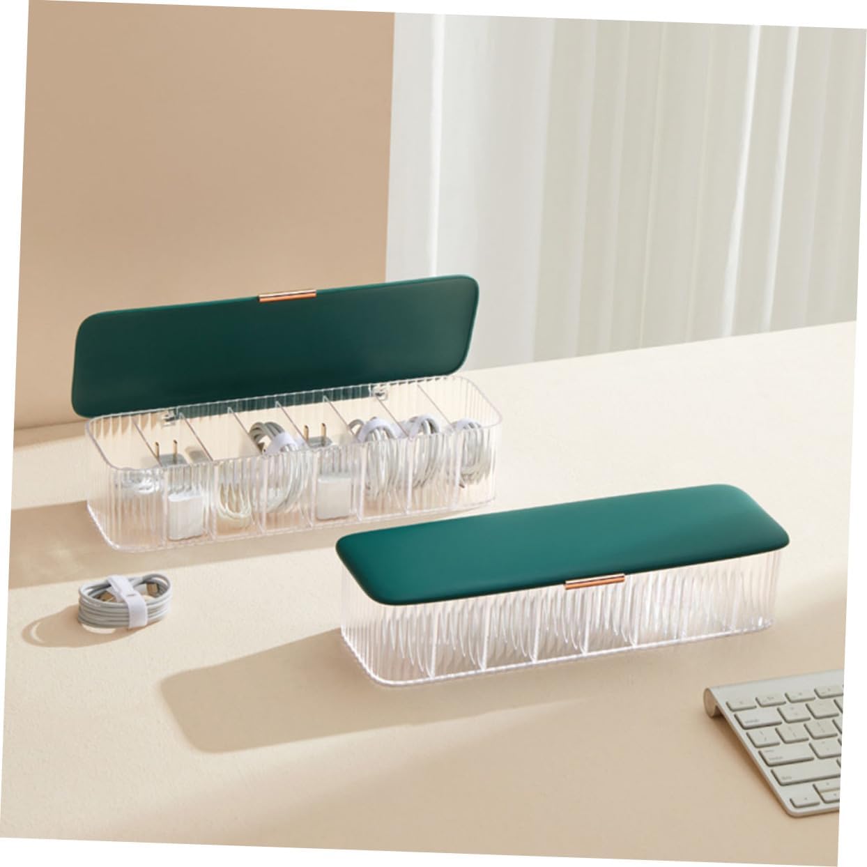 4pcs Desktop Cable Storage Box Efficient Cable Management for Desk Organizer Cover Portable and Compact Design Green for Use