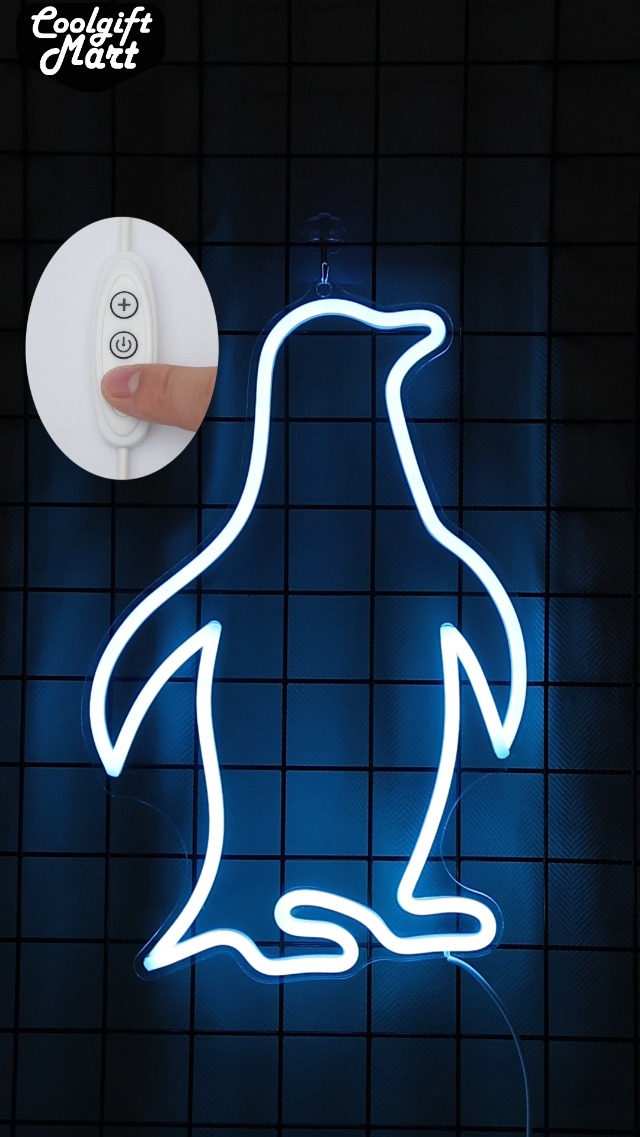COOLGIFT MART Insegna Al Neon A Forma Di Pinguino: Luci LED Dimmerabili Con Alimentazione USB