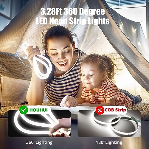Tira de LED Neon 3.28 ft 6500K Luz Blanca Flexible IP65 miniatura 3