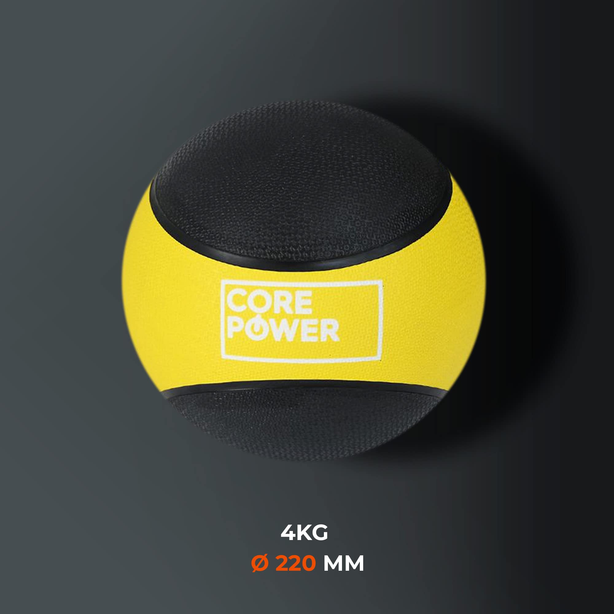 Core Power Medizinball Ball 4kg | Hochwertiger Weighted Ball für Fitness, Ganzkörpertraining und Rehabilitation | 1 bis 10 kg