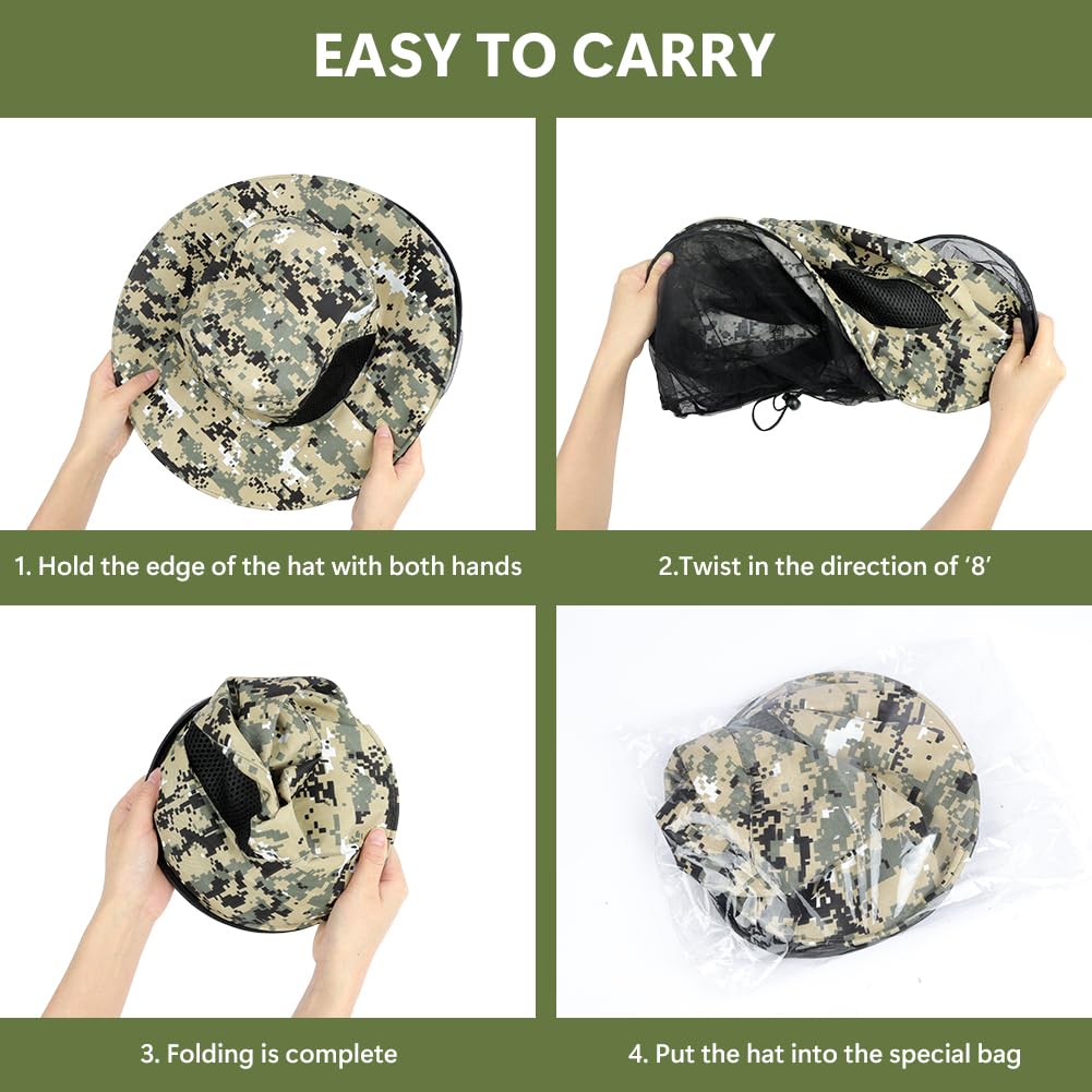 Moustique Chapeau de Soleil, Chapeau de pêcheur de Protection Solaire, Chapeau Anti Moustique, Chapeau d'apiculteur, TêTe Moustique Net pour Randonnée en Plein Air Camping Jardinage Pêche