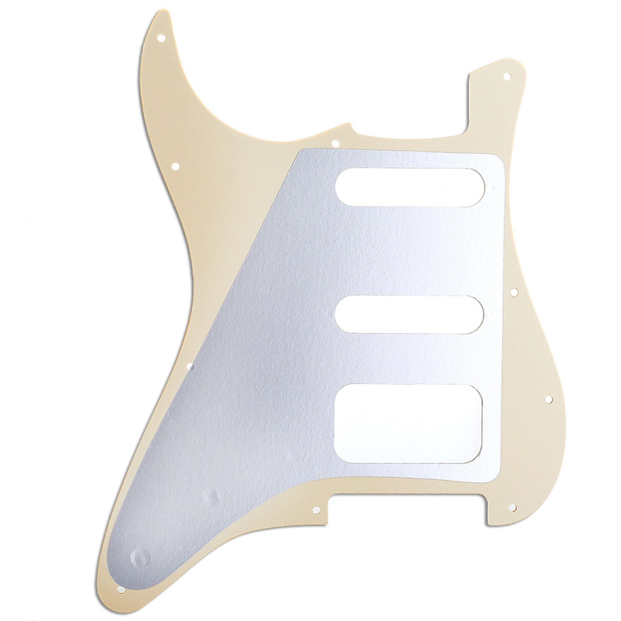 Musiclily Pro 11 Otworów Okrągły Narożnik HSS Pickguard Strat Maskownica do Gitary USA/Mexican Stratocaster 3 śruby Montażu Humbucker Otwórz Pickup, 4-warstwowy Parchment Pearl
