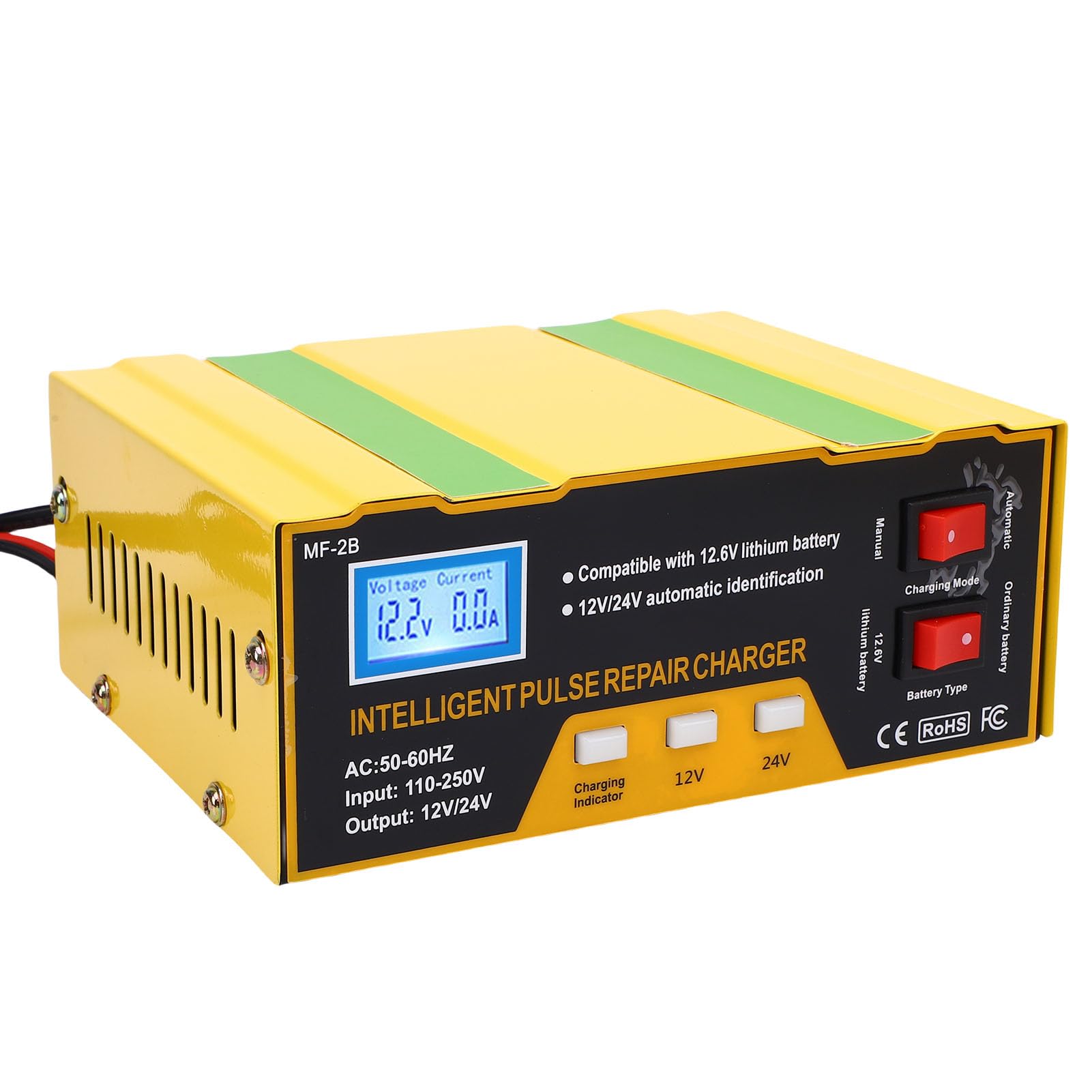 Hyuduo Caricabatteria per Auto 12V 24V Caricatore di Mantenimento Automatico Mantenitore di Batteria con Controllo CPU Protezioni Multiple per Moto Auto SUV Camion (Spina europea)