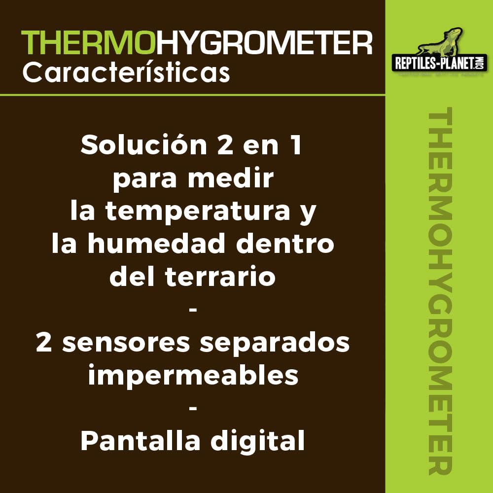 Reptiles Planet – Pequeño Thermohygrometer – Termómetro e higrómetro digital para Terrario