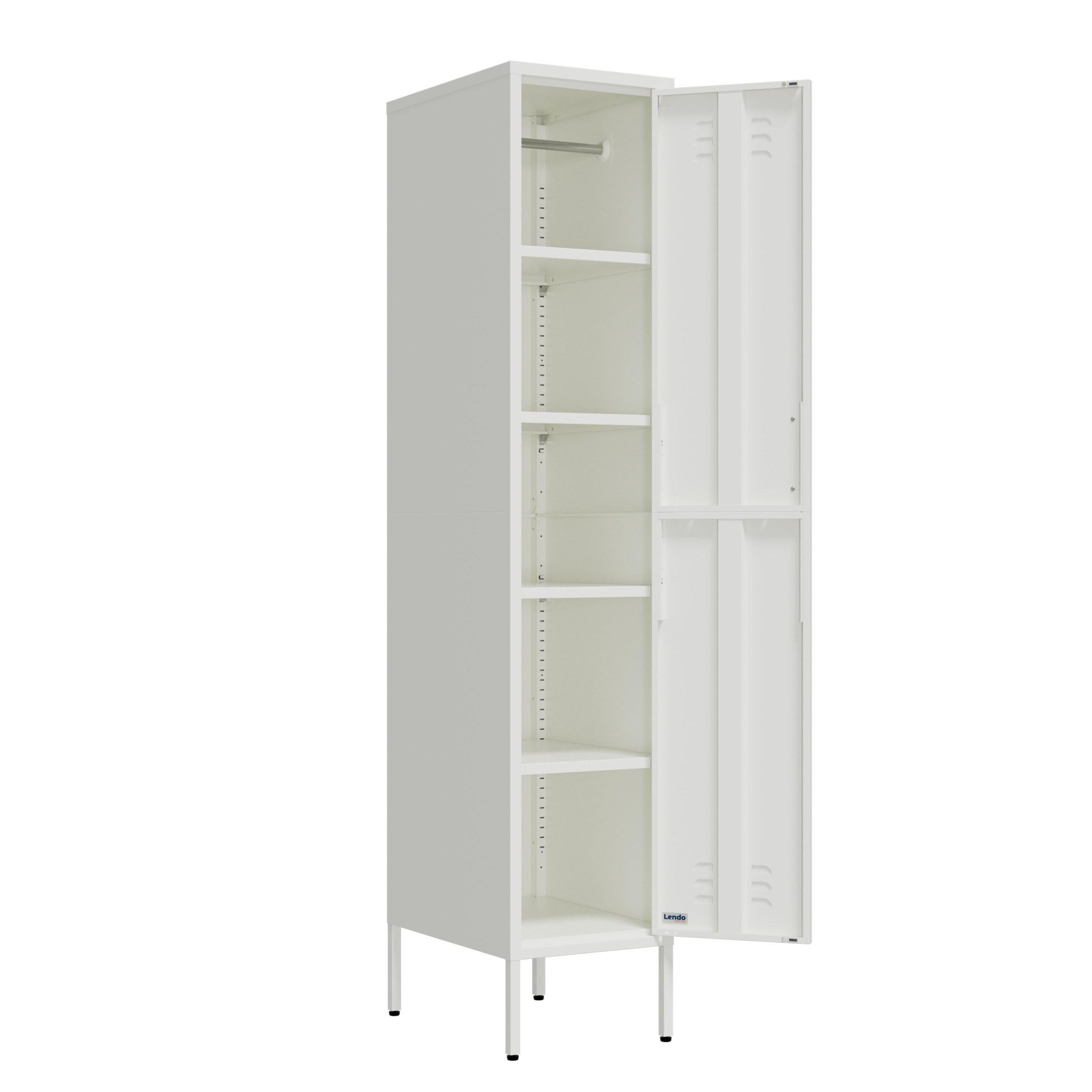 Metallschrank – Garderobenschrank aus Stahl mit verstellbaren Einlegeböden – Industrieller Aufbewahrungsschrank – 35x50x180 cm / 90x50x180 cm – Aktenschrank (Weiß, 35x50x180cm)