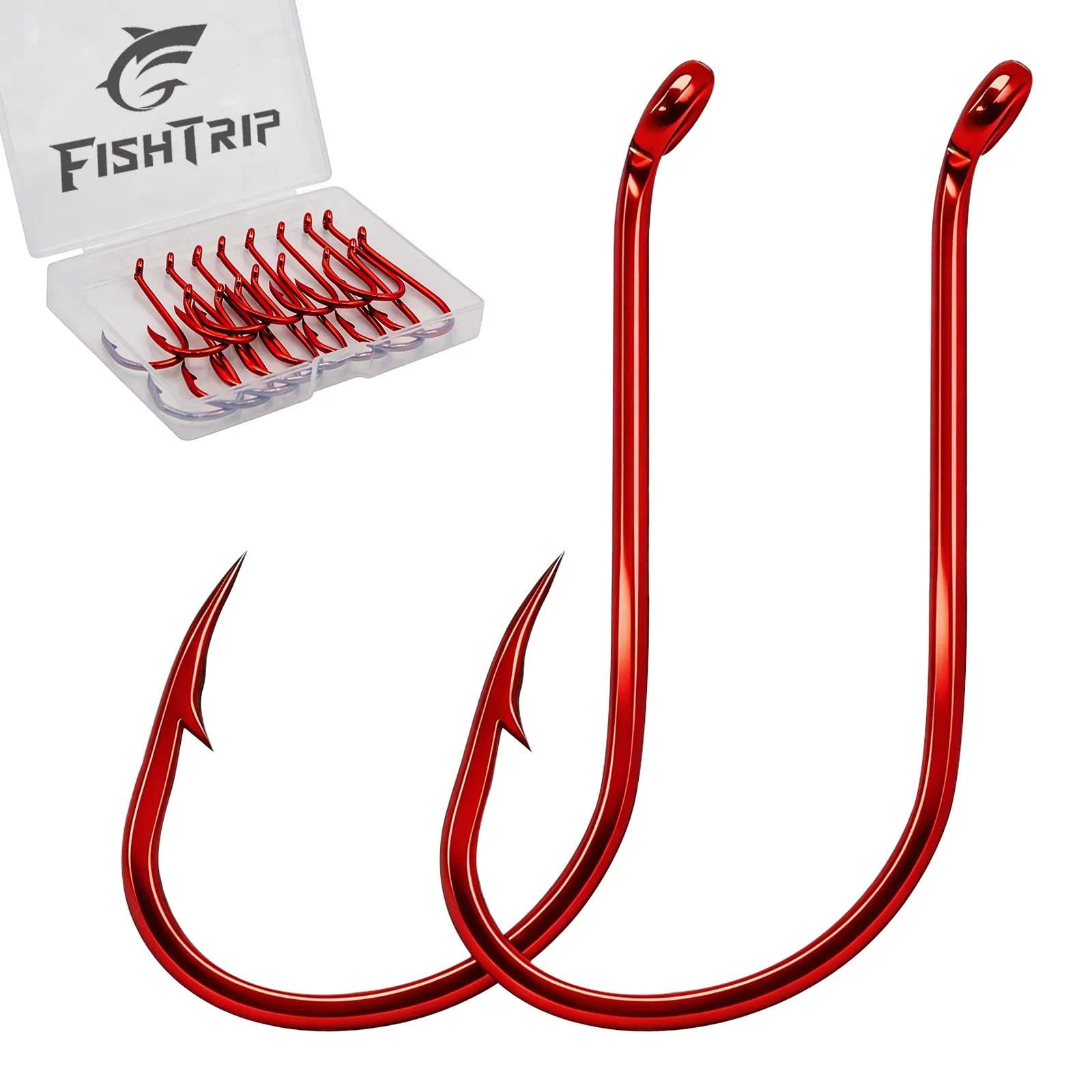 FishTrip 50/100 Pack Octopus Fishing Hooks - Offset Beak Circle Hooks for Fish Hooks Saltwater & Freshwater, Live Bait Fish Hook Black for Rigs