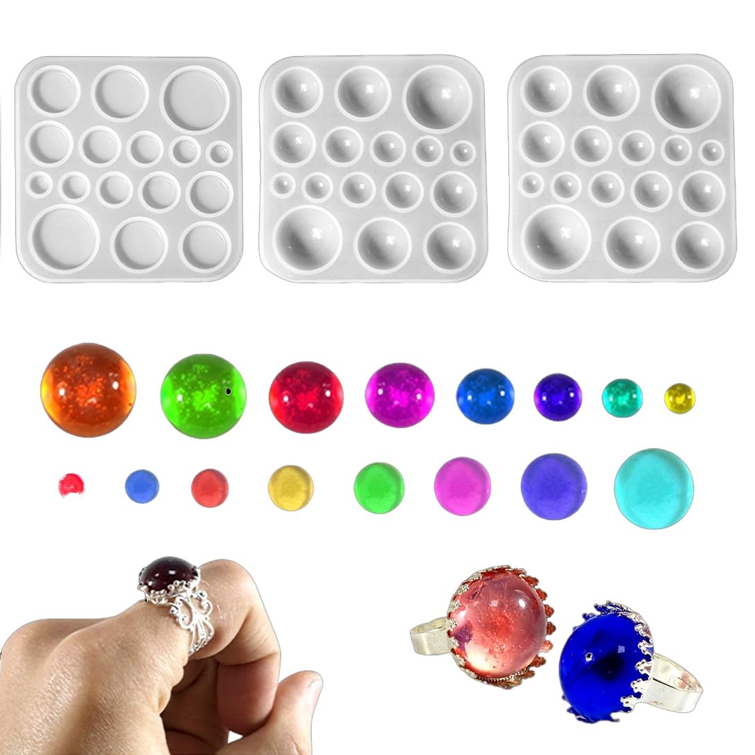 Amazon.co.jp: Koonafy 宝石 シリコンモールド ３セット 半円形 チョコレート型 レジン型 指輪 台座付き 宝石 丸 円形  ソフトモールド クリスタル ハンドメイド おしゃれ エポキシ樹脂 DIY手作り 透明 抜き型 (半球形・宝石型３個) : ホビー