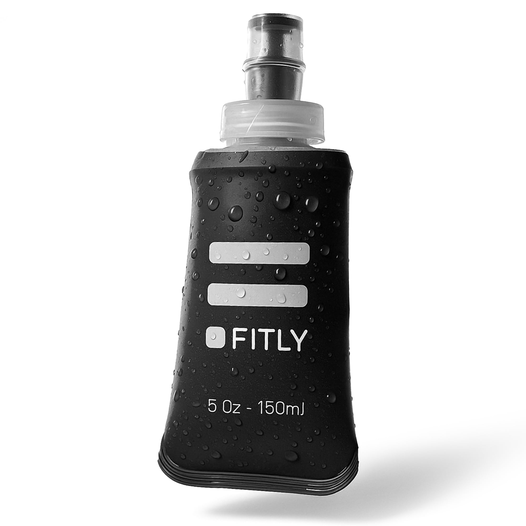 FITLY Soft Flask - 5 oz (150 ml) - Shrink As You Drink Soft Water Bottle for Hydration Pack - Folding Water Bottle For Running & Hiking - Portable Water Flask - Running Water Bottle (F1B)
