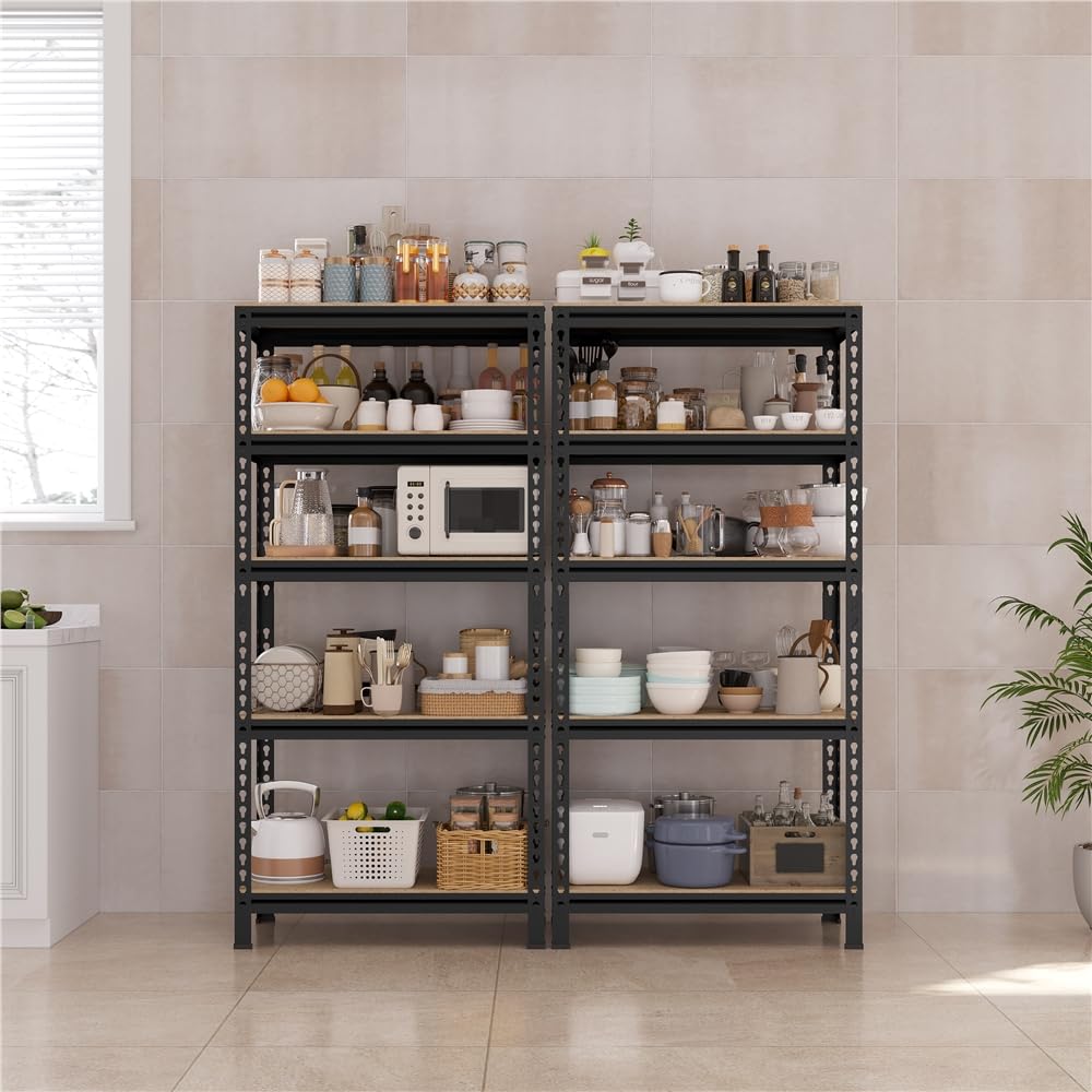 Yaheetech 5 Etagères de Rangement 150 x 70 x 30 cm Étagère Metallique Atelier/Garage/Cuisine Charge Lourde 130 kg par Niveau sans Boulons Noir