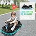360 Degrees Rotating Ride On Drift Car, 24V Electric Drifting Go Kart for Kids W/Replacement Wheels, High/Low Speed, 24V Brushless Motor, Flashing Lights, Flag, Music,Bluetooth, Black
